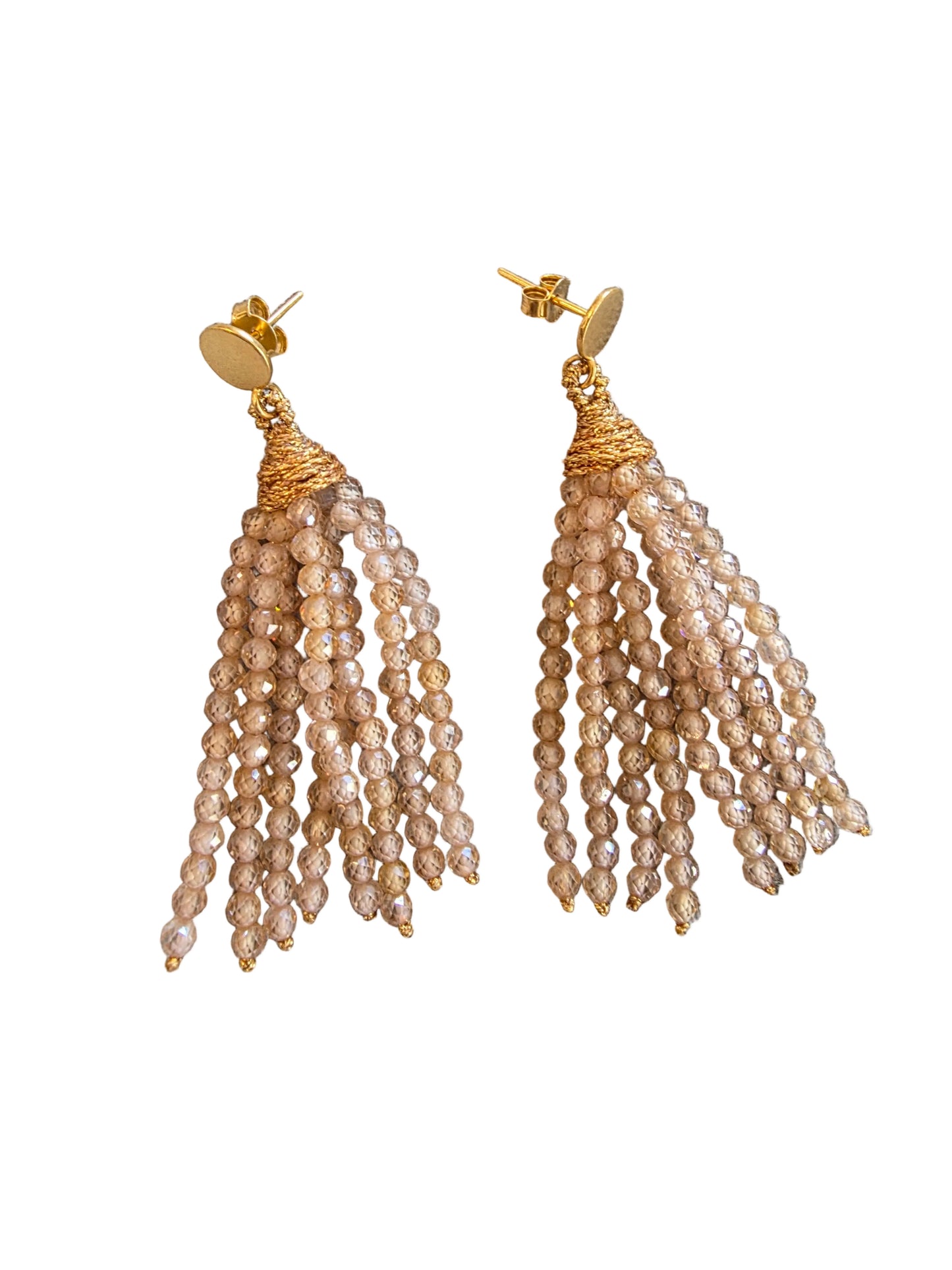 Stone Tassle Champagne Quartz øredobber - luksuriøst design Ibu Jewels