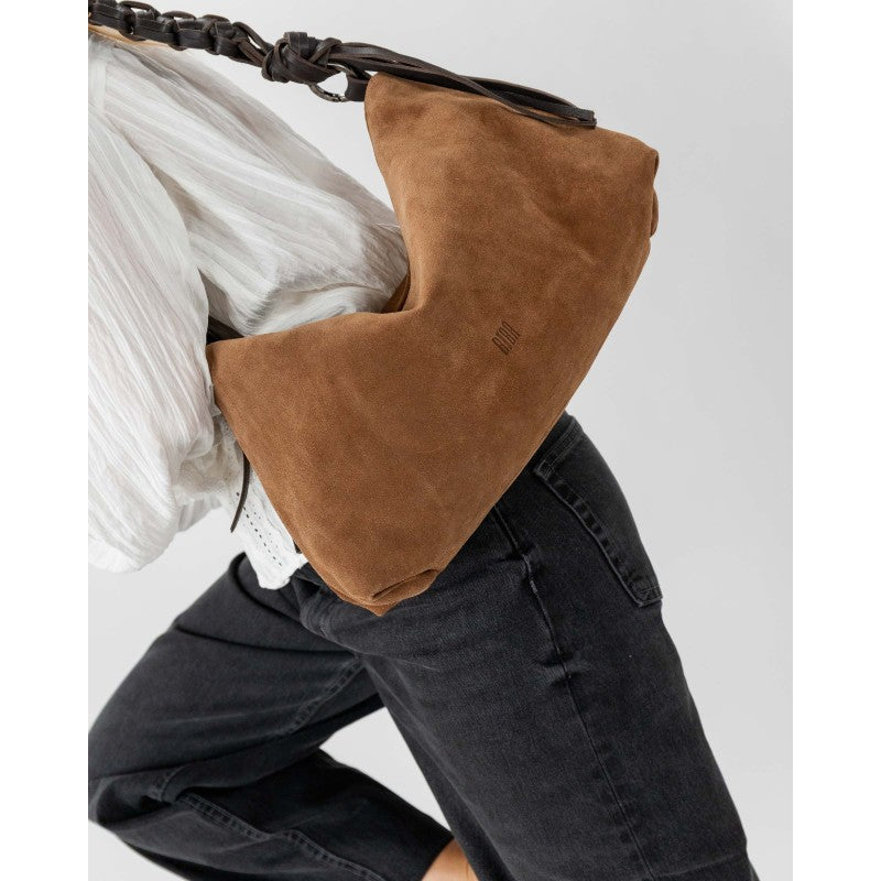 Valmy skulderveske – i tobacco semsket skinn BIBA