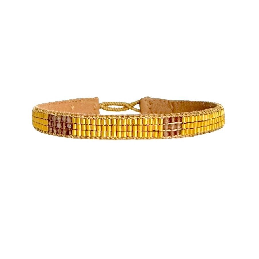 Bobo armbånd - håndvevd Miyuki-perler og Pink Opal Ibu Jewels