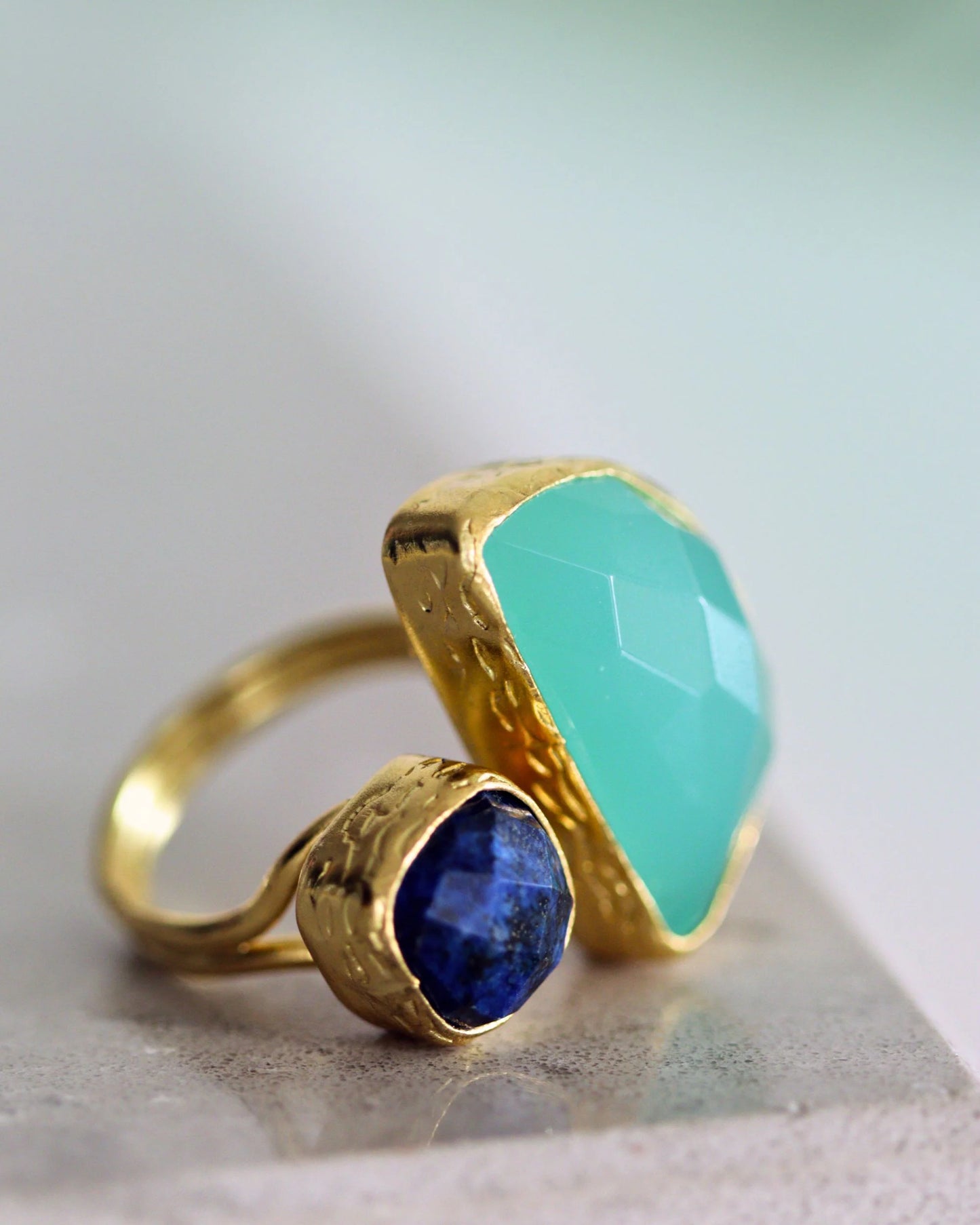 Ring Avery Lapis and Aqua Chalcedony Cocktail Ring