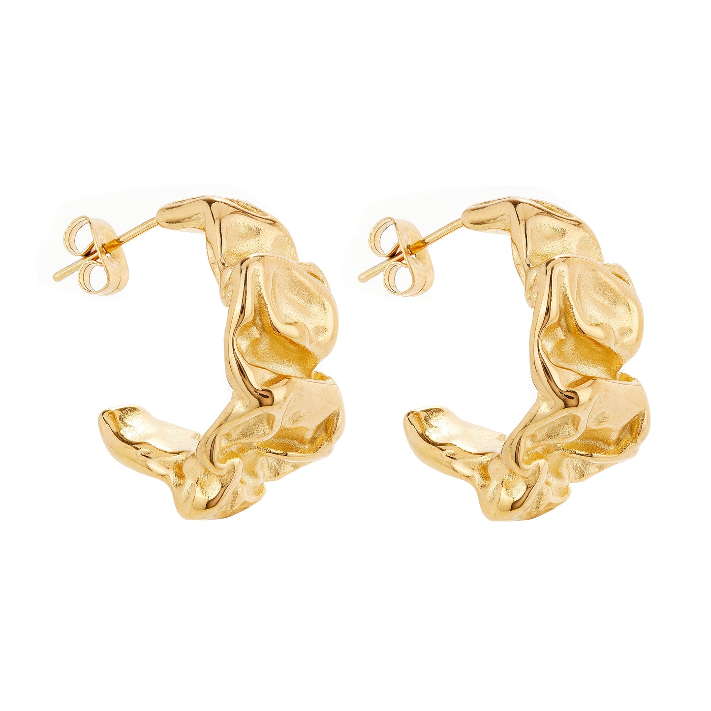 Øredobber Crumpled Gold Hoops