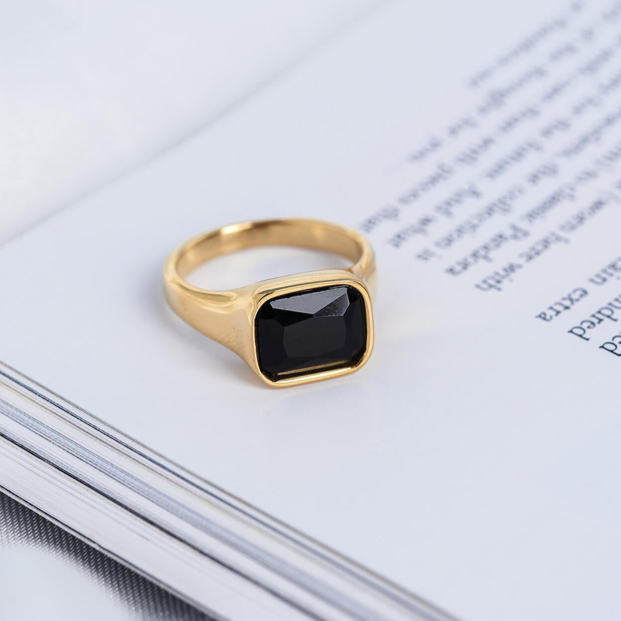 Ring Square Cocktail Ring Black