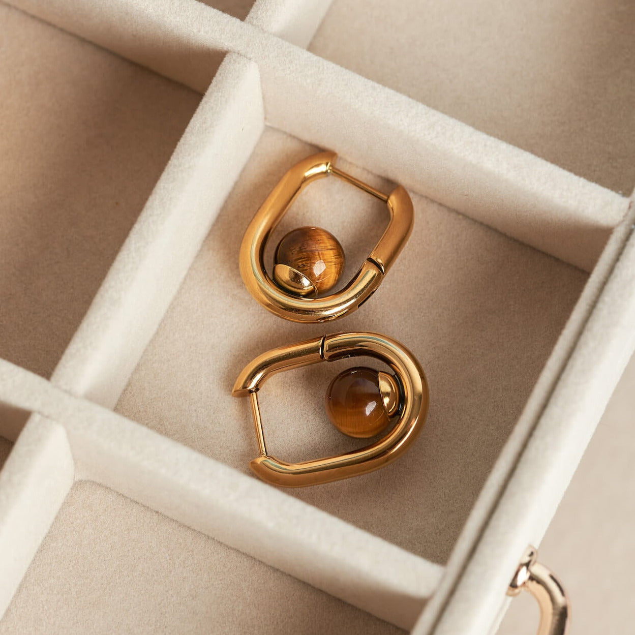 Øredobber Tiger's Eye Hoops