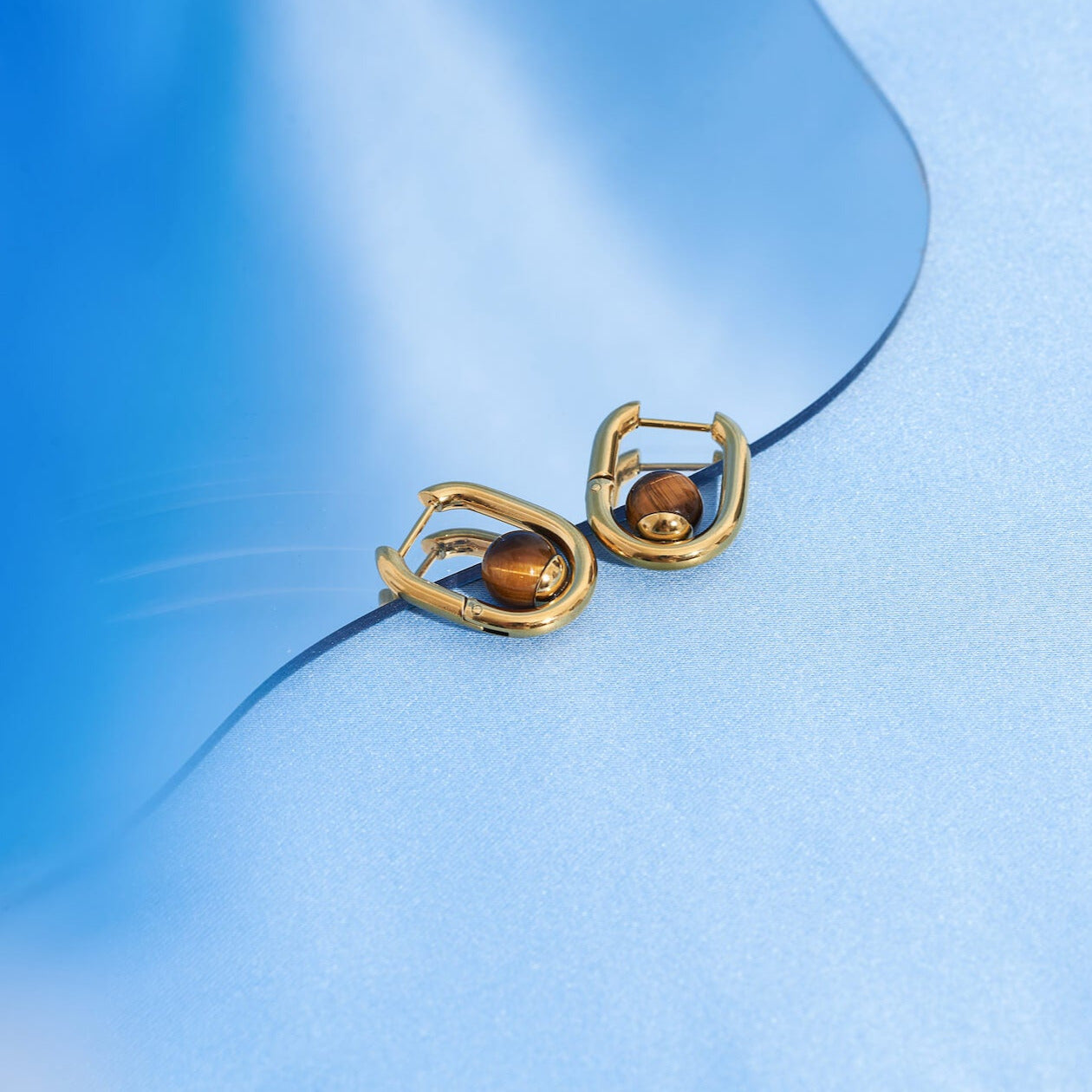 Øredobber Tiger's Eye Hoops