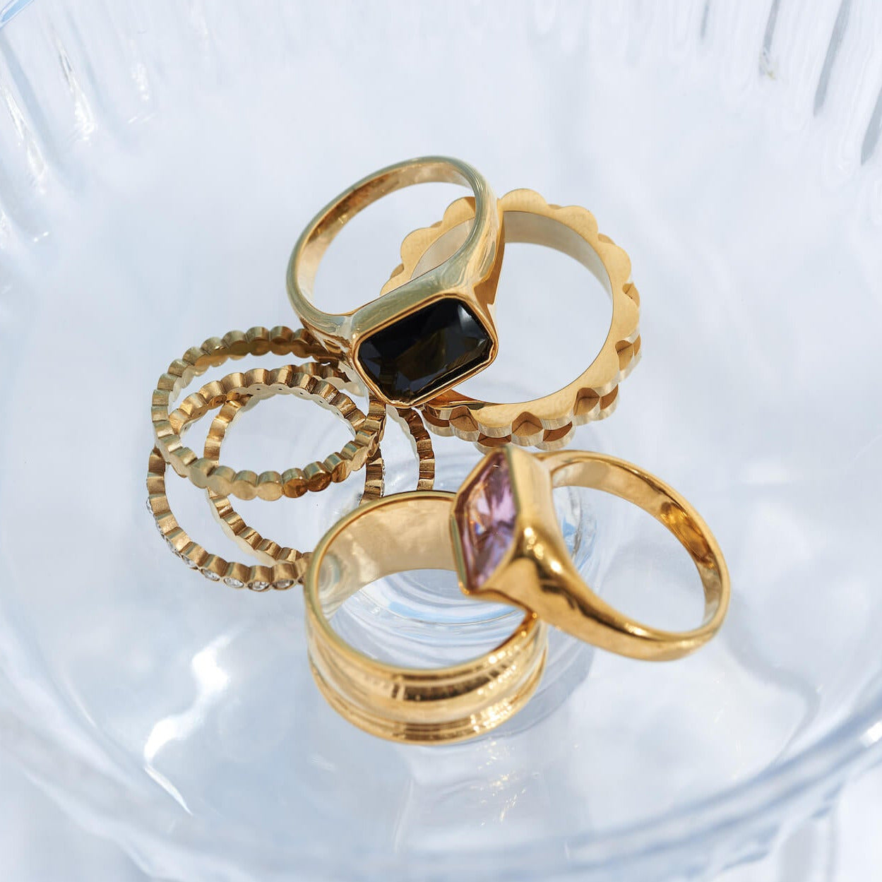 Ring Square Cocktail Ring Black