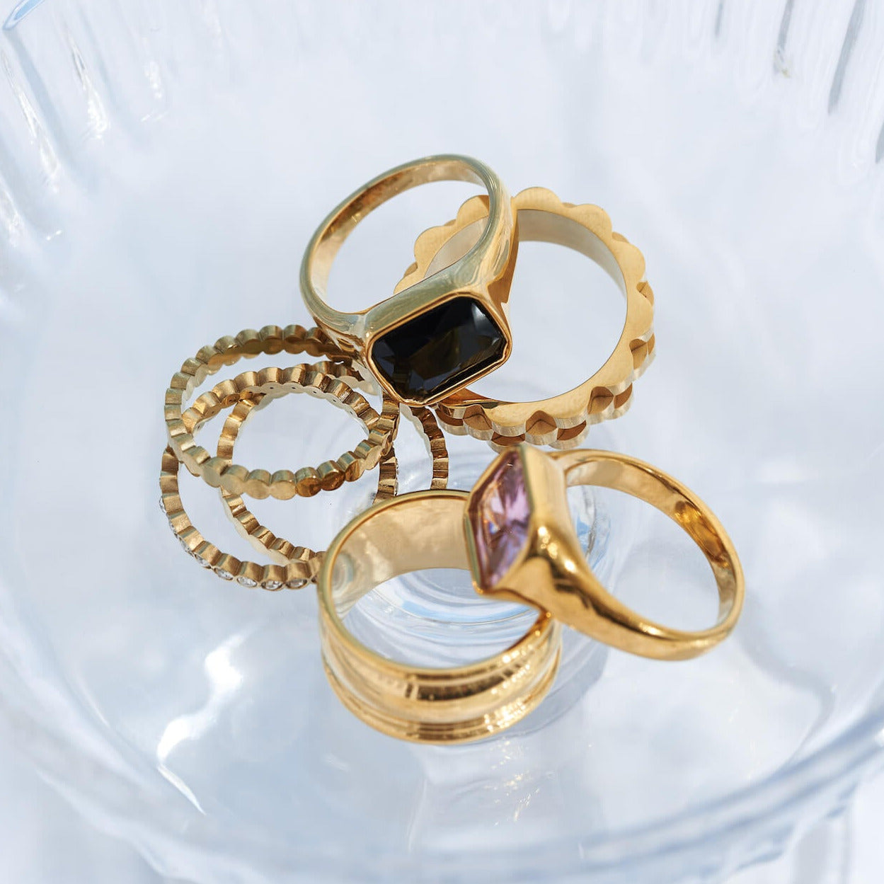 Ring Square Cocktail Ring Pink