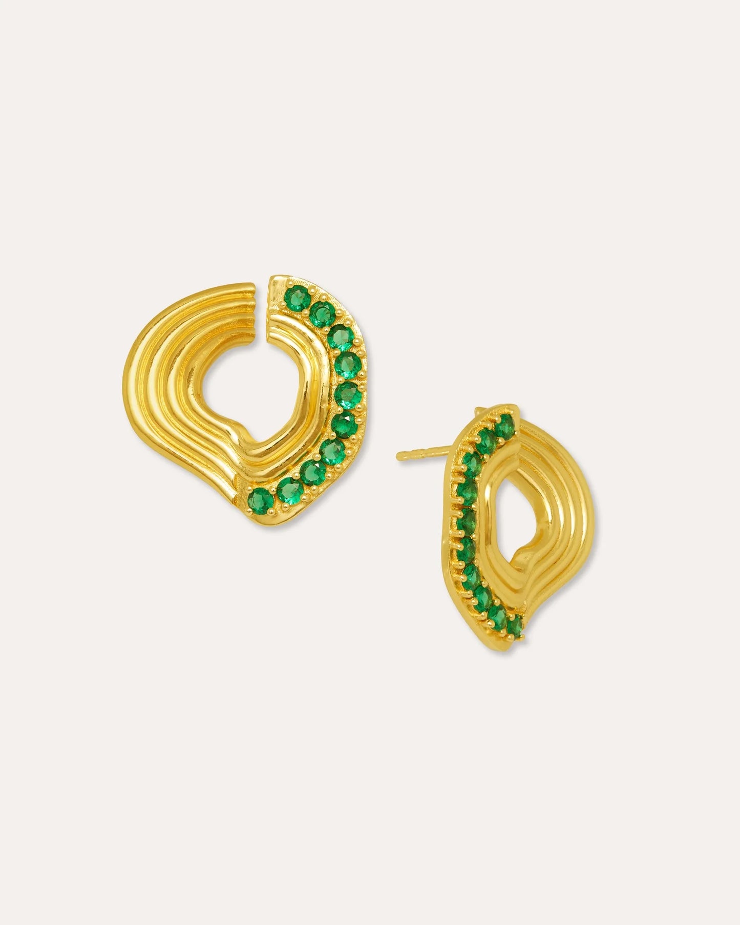 Øredobber Nara Wave Green Onyx Stud Earrings