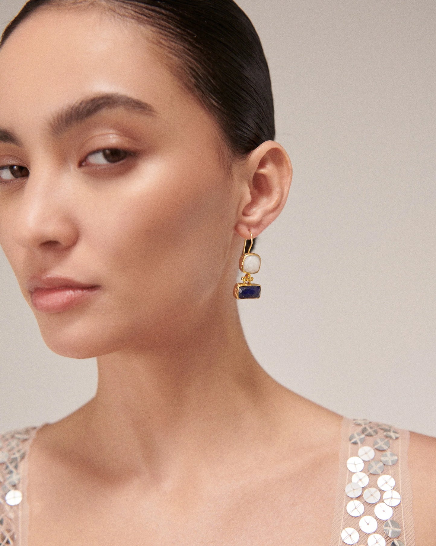 Øredobber Nerissa Labradorite and Chalcedony Drop Earrings