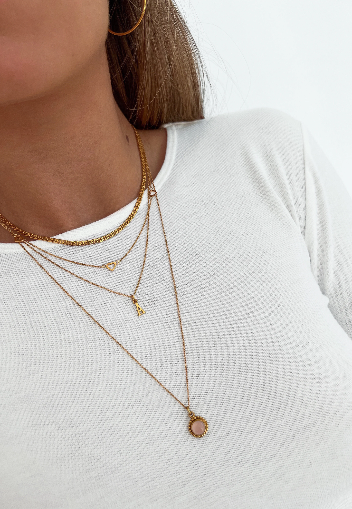 Gullsmykke, rosekvarts, håndlaget, San Saru, Northern Glow