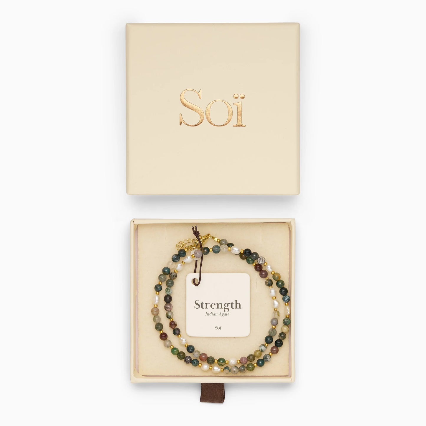 Ellie Indian Agate Pearl halssmykke - Strength Soï Copenhagen