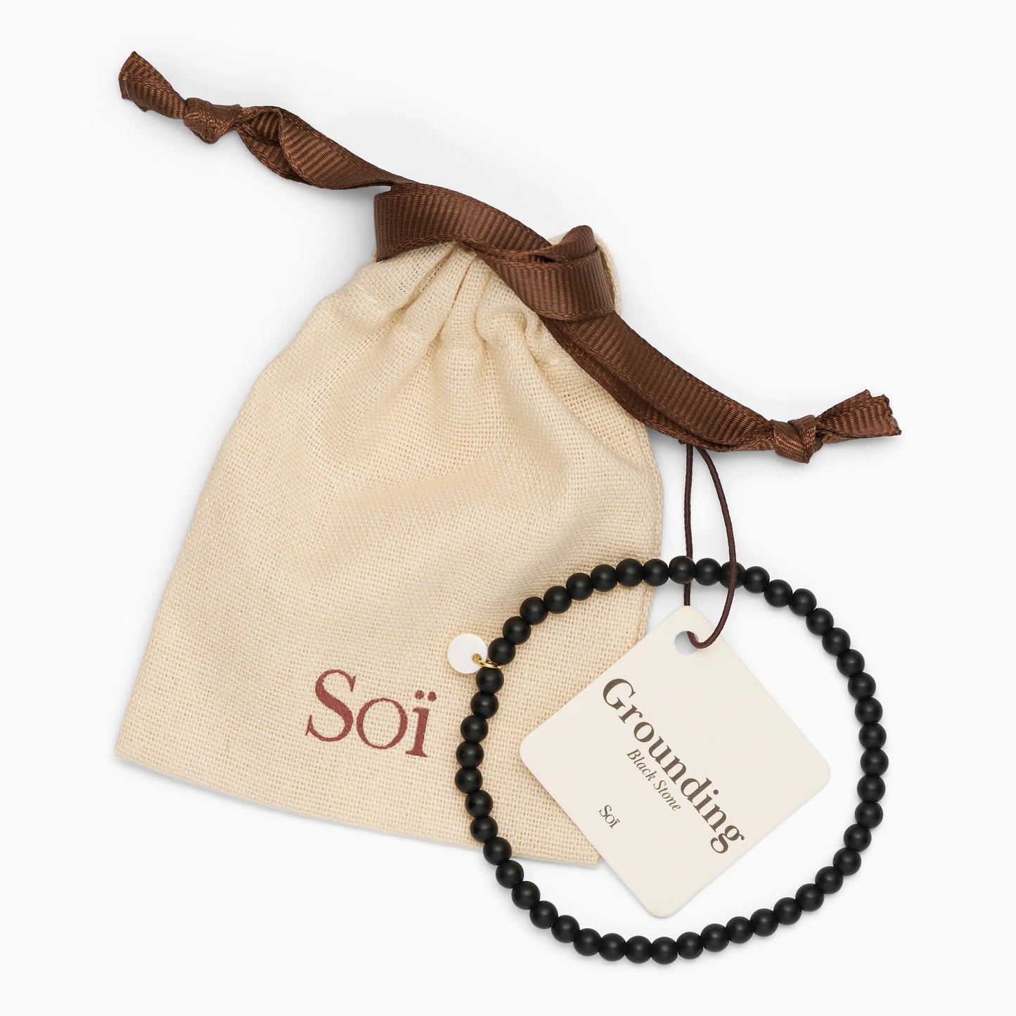 Petite Black Stone Stretch armbånd - Grounding Soï Copenhagen