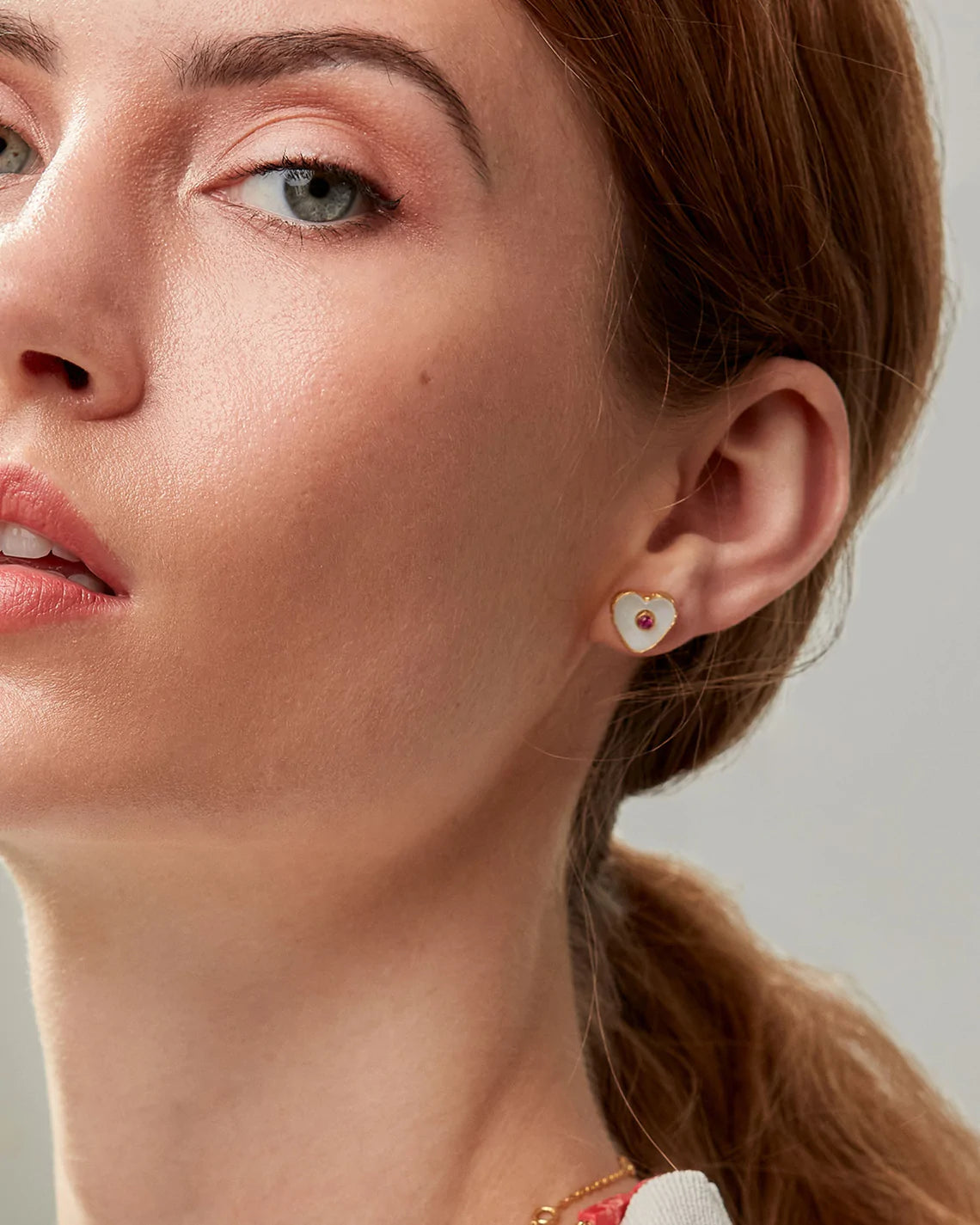 Øredobber Amalfi Heart Mother of Pearl