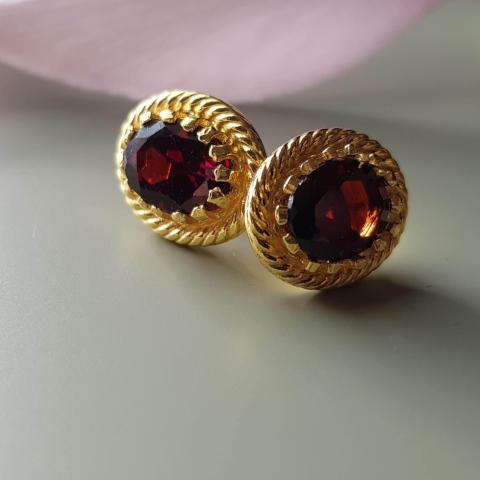 Øredobber Gold Vermeil Garnet