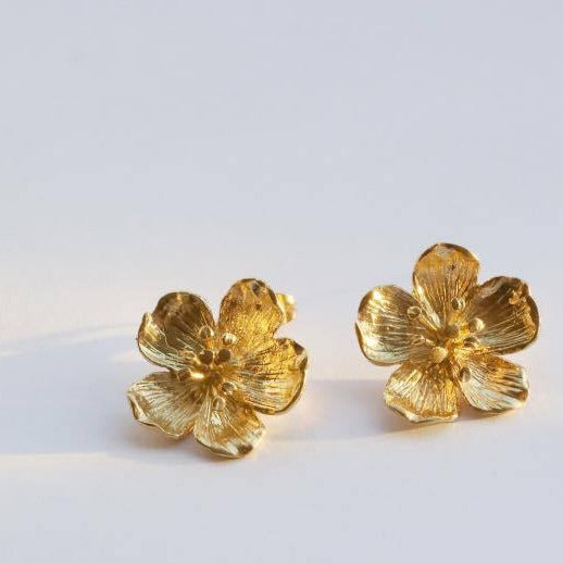 Øredobber Buttercup Gold Flower Stud Earrings