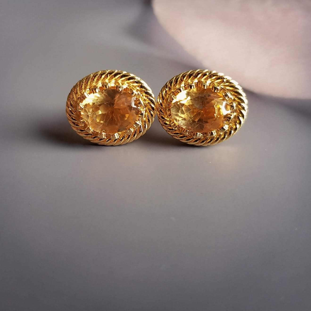 Øredobber Gold Vermeil Citrine