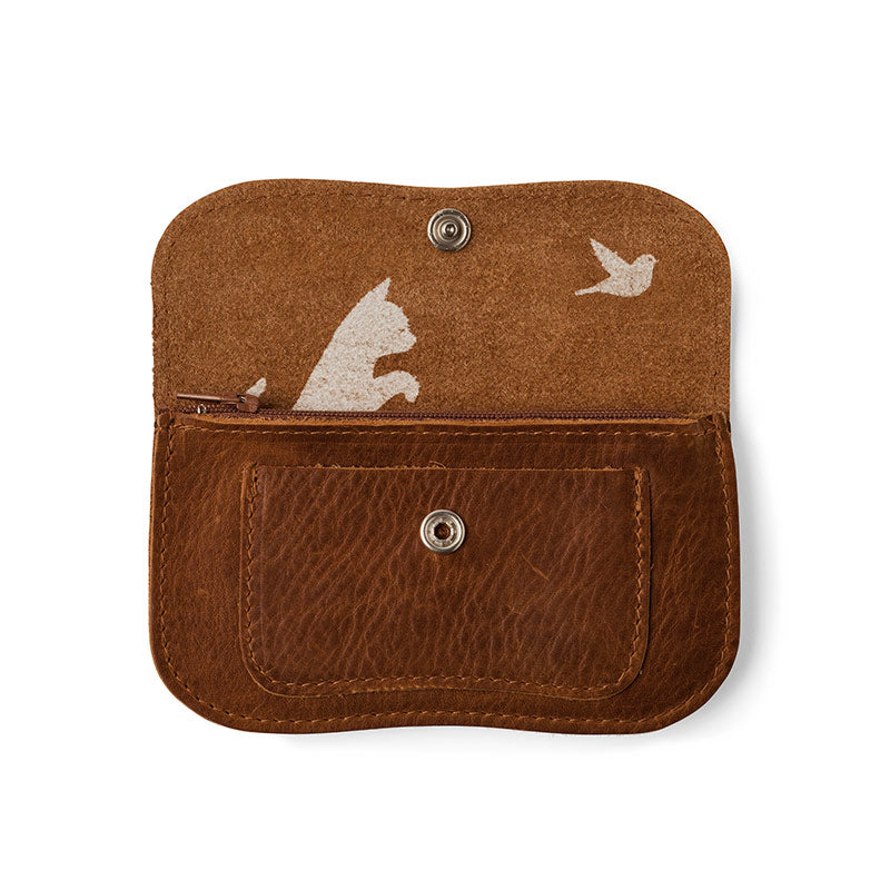Lommebok Cat Chase, liten. Cognac Used Look
