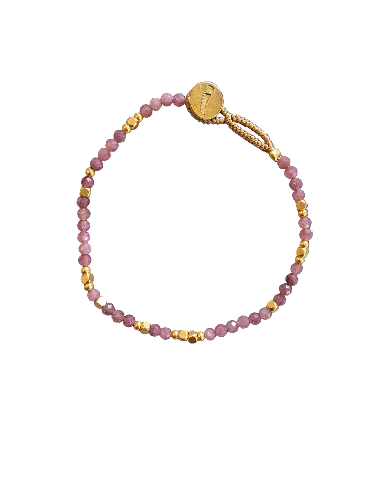 Lulu Liv armbånd - Pink Tourmalin og gullforgylte perler Ibu Jewels