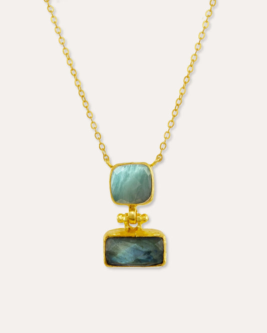 Smykke Nerissa Labradorite and Aqua Chalcedony Pendant