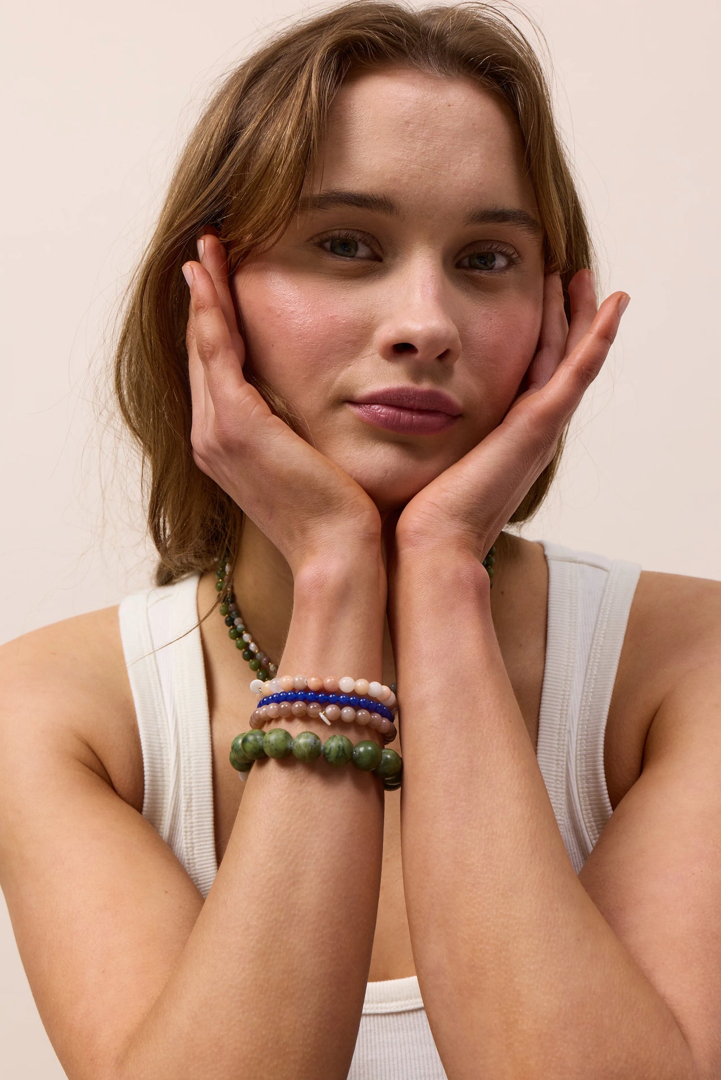 Essential Rose Jade Stretch armbånd - Peace of Mind Soï Copenhagen