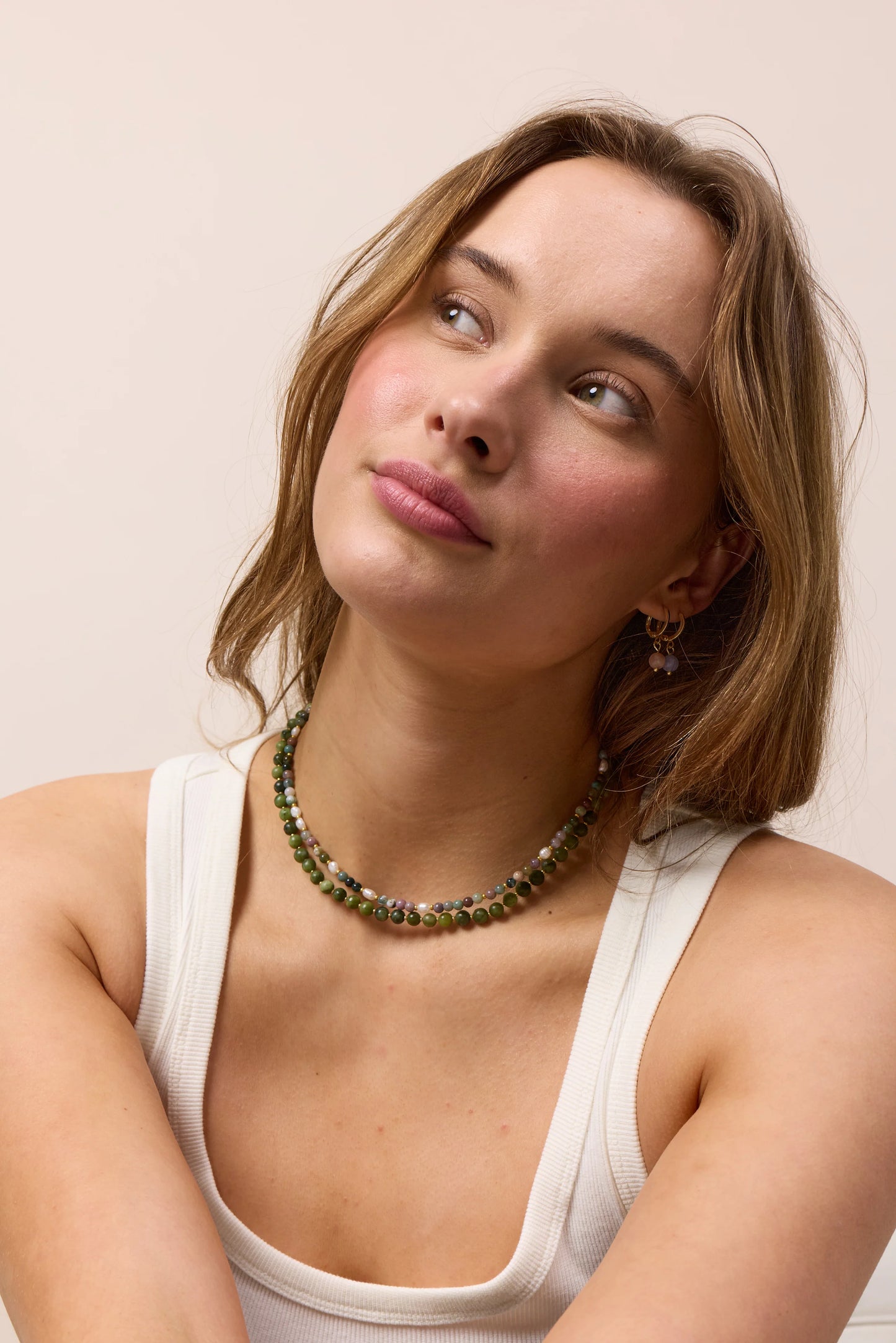 Ellie Indian Agate Pearl halssmykke - Strength Soï Copenhagen