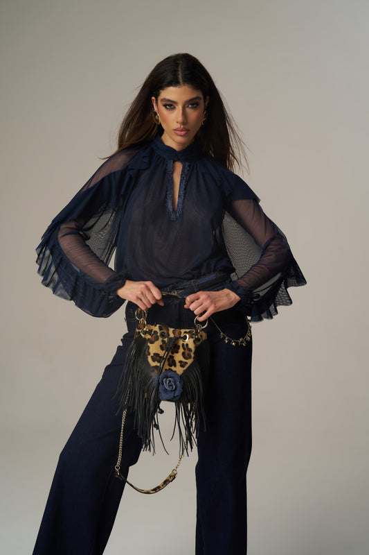 Camicia Blu Notte – bluse i blå tyll PHO Firenze