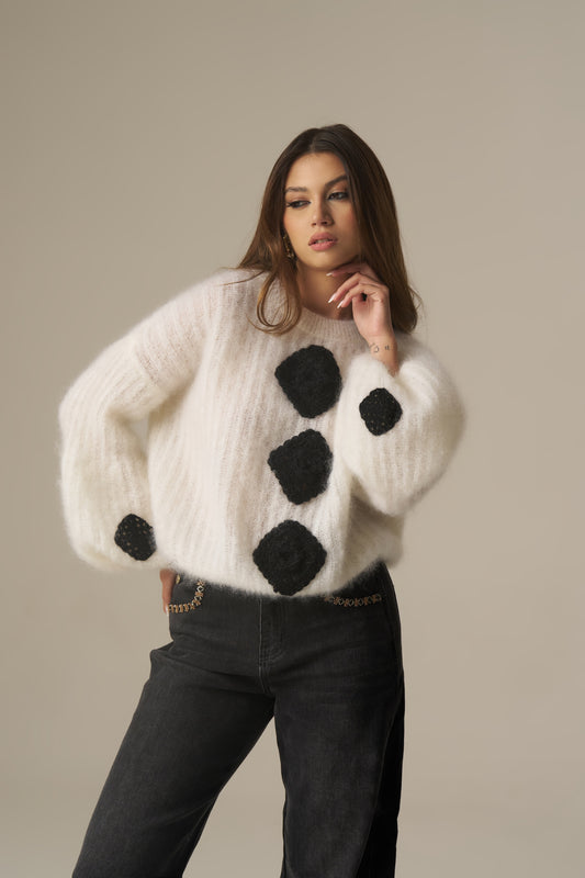 Maglia Pois – Kremhvit strikkegenser i mohair PHO Firenze