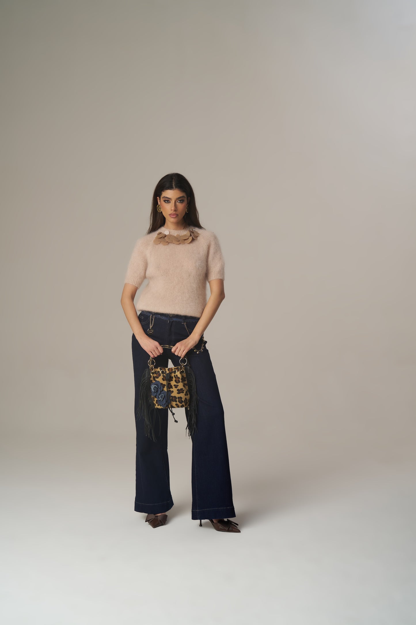 Maglia Maniche Corte – Pudderrosa strikkegenser i mohair PHO Firenze