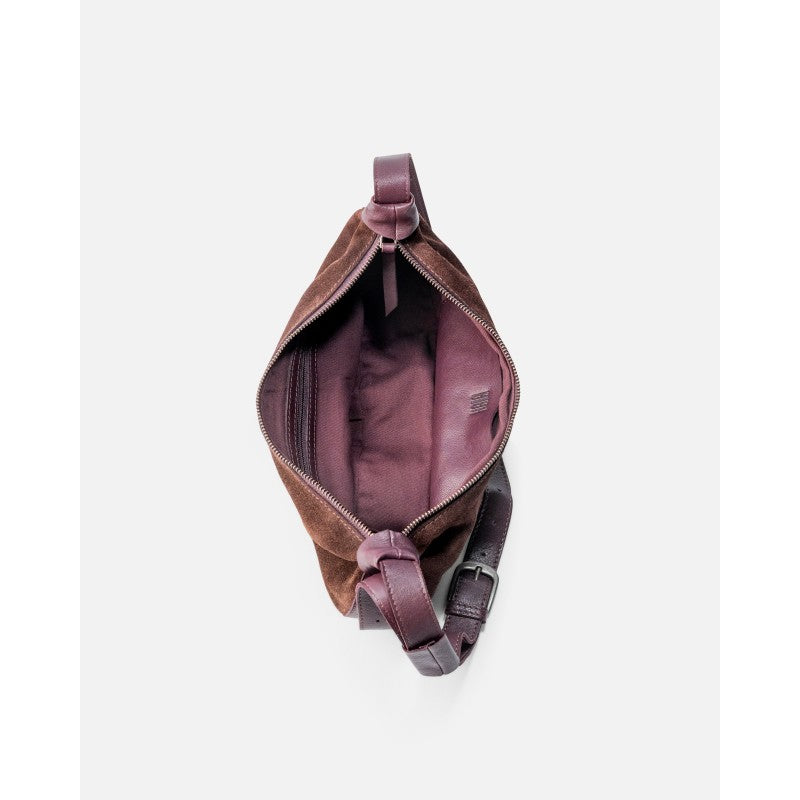 Loa crossbodyveske – i burgunder semsket skinn BIBA