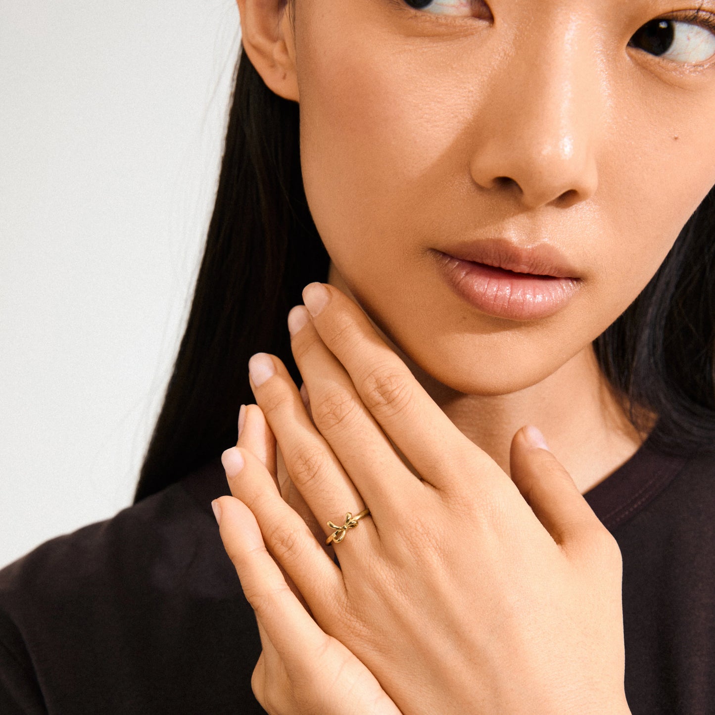 Ring LULU stack ring med sløyfe gullbelagt