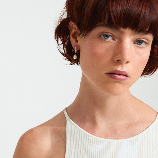 Øredobber JASMIN perleøredobber gullbelagt