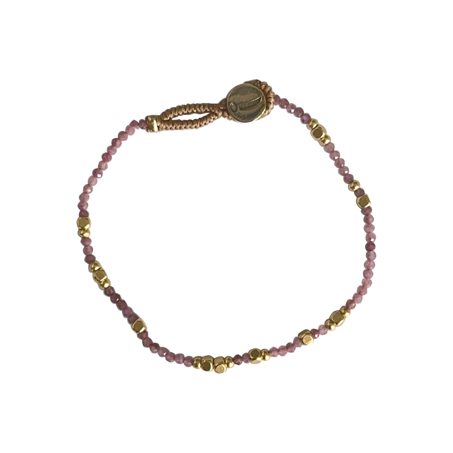 Lulu Liv armbånd - Pink Tourmalin og gullforgylte perler Ibu Jewels