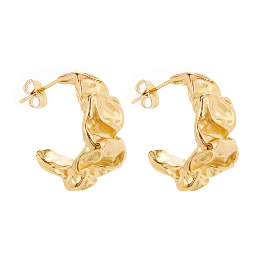 Øredobber Crumpled Gold Hoops