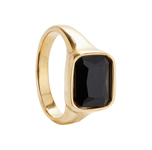 Ring Square Cocktail Ring Black