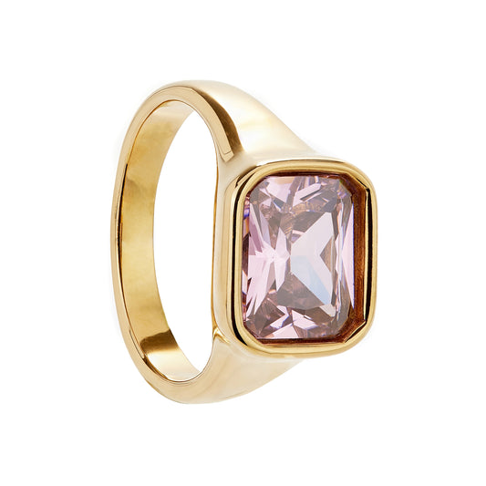 Ring Square Cocktail Ring Pink