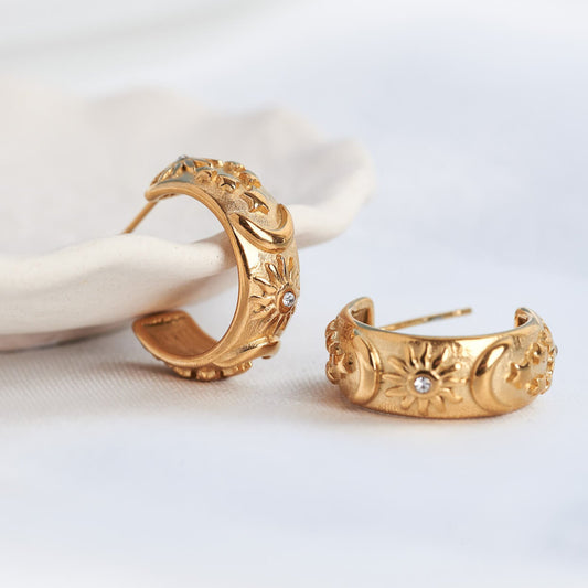 Øredobber Sun, Moon and Stars Hoops