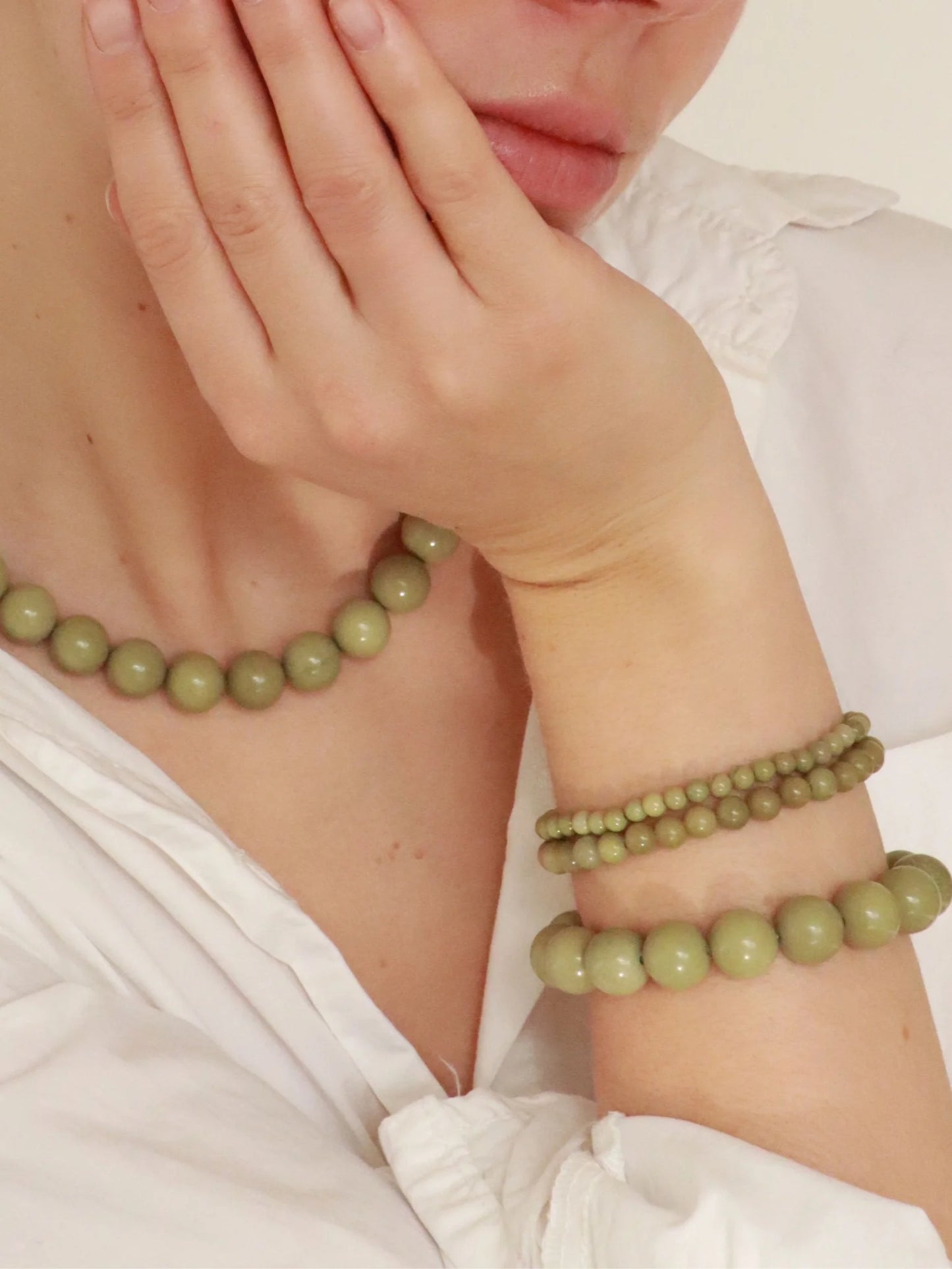 Petite Green Alashan Agate Stretch armbånd - Grounding Soï Copenhagen