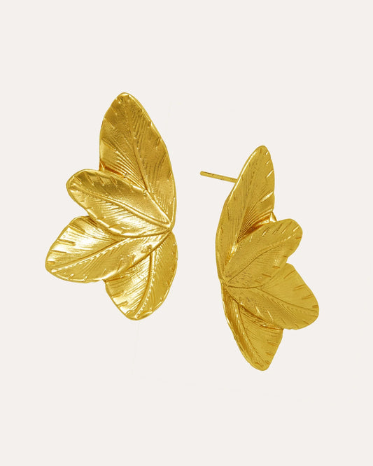 Øredobber Eryn Gold Leaf Stud Earrings