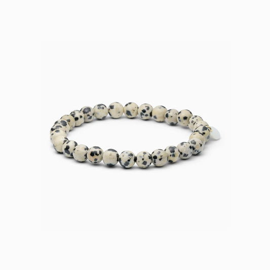 Essential Dalmatian Jasper Stretch armbånd - Joy Soï Copenhagen