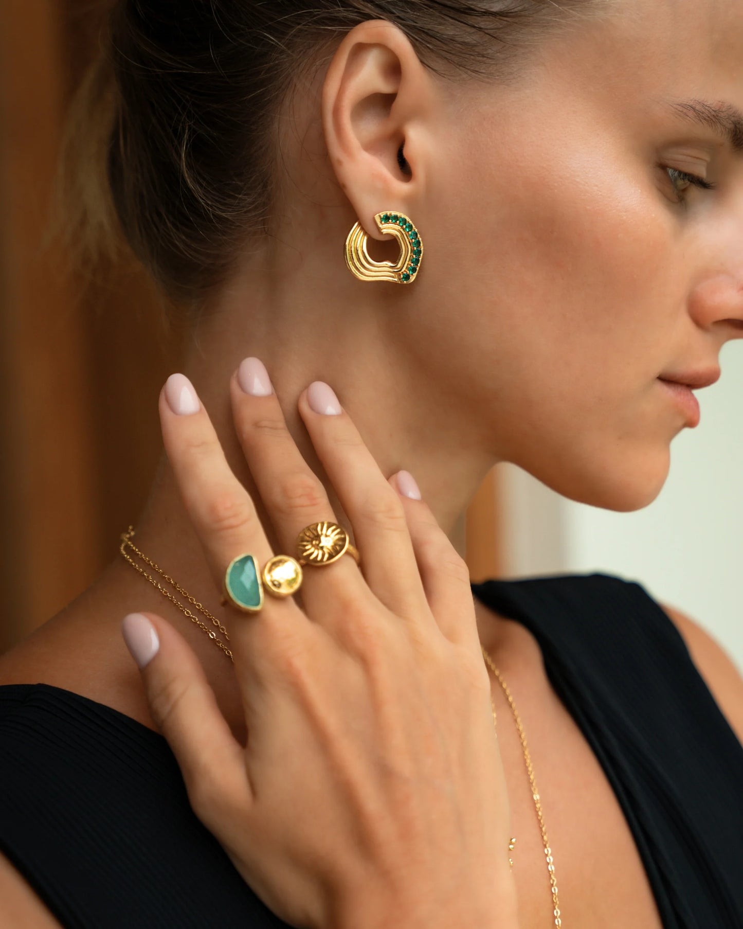 Ring Mina Aqua Chalcedony Cocktail Ring