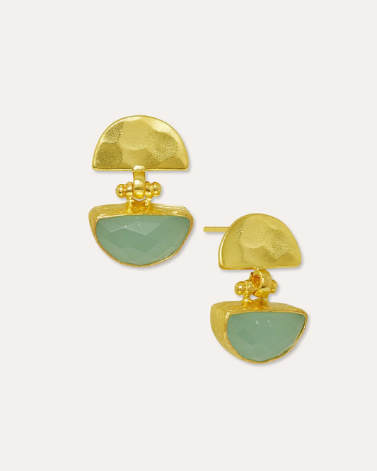 Øredobber Mina Aqua Chalcedony Drop Stud Earrings