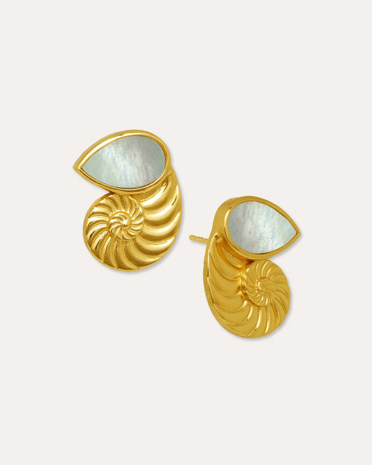 Øredobber Nautilus Seashell Mother of Pearl Stud Earrings