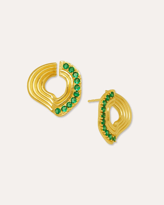 Øredobber Nara Wave Green Onyx Stud Earrings