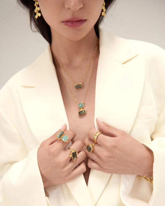 Smykke Nerissa Labradorite and Aqua Chalcedony Pendant