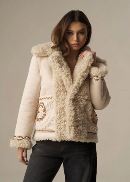 Cappotto Reversibile Ivory – vendbar jakke med fuskepels PHO Firenze