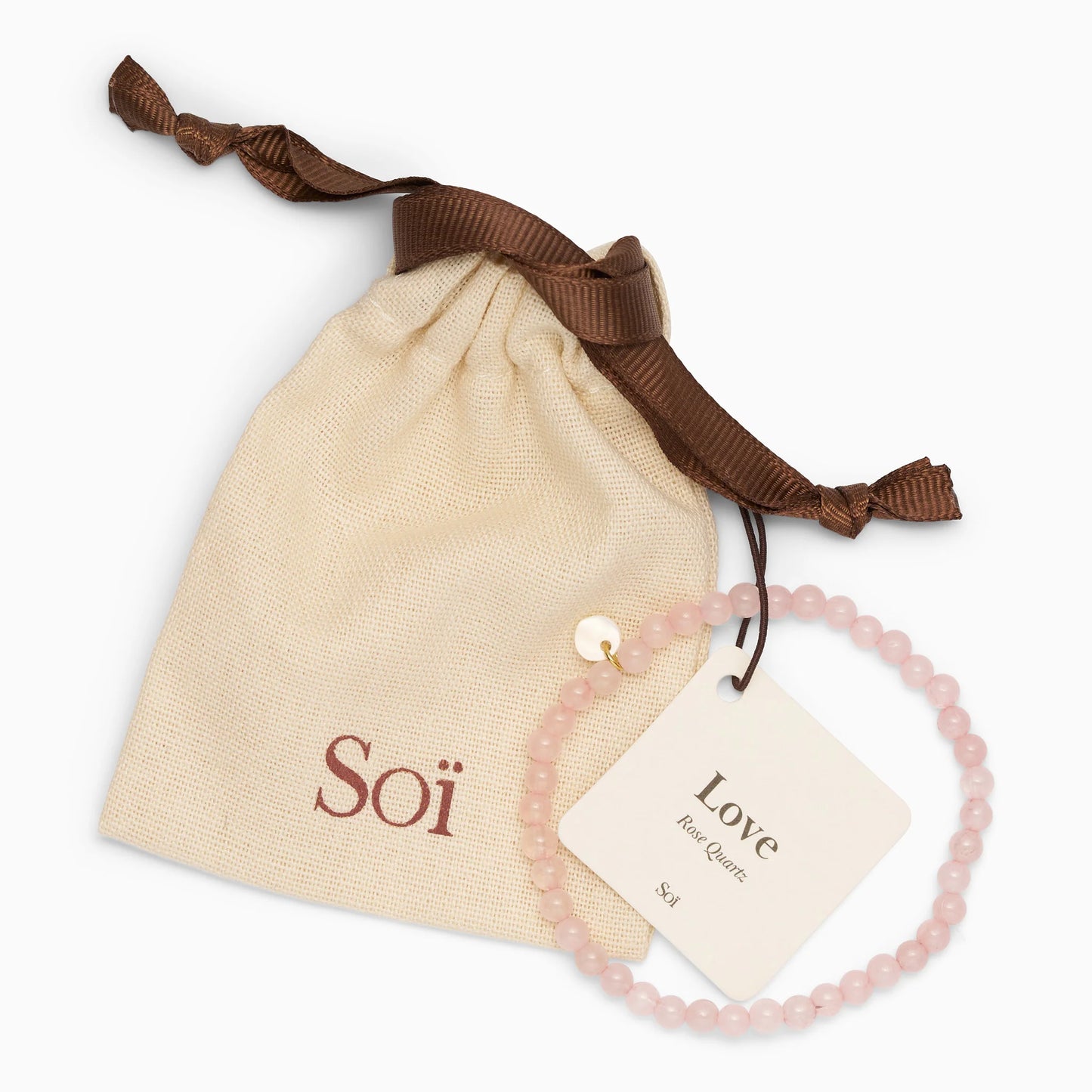 Petite Rose Quartz Stretch armbånd - Love Soï Copenhagen