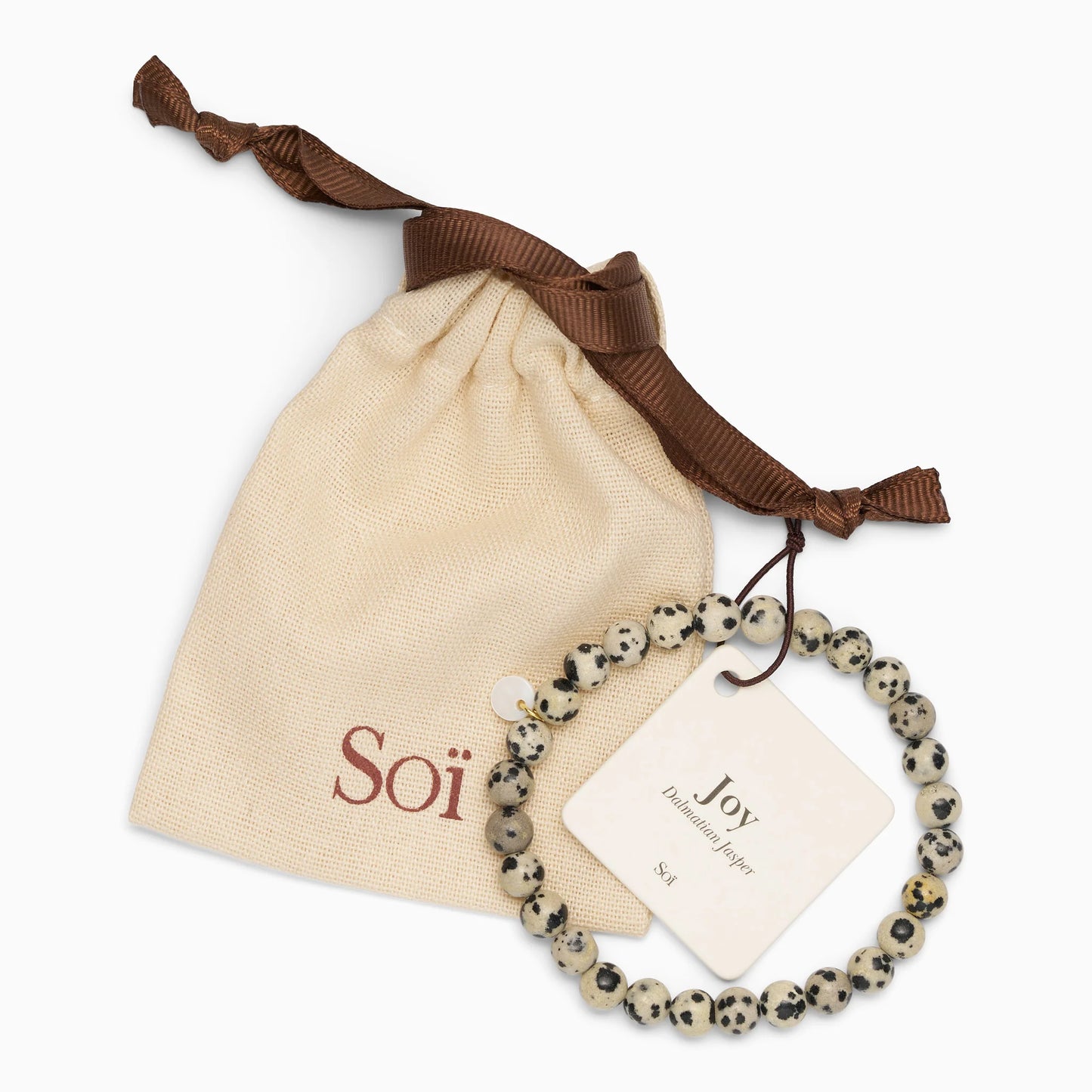 Essential Dalmatian Jasper Stretch armbånd - Joy Soï Copenhagen