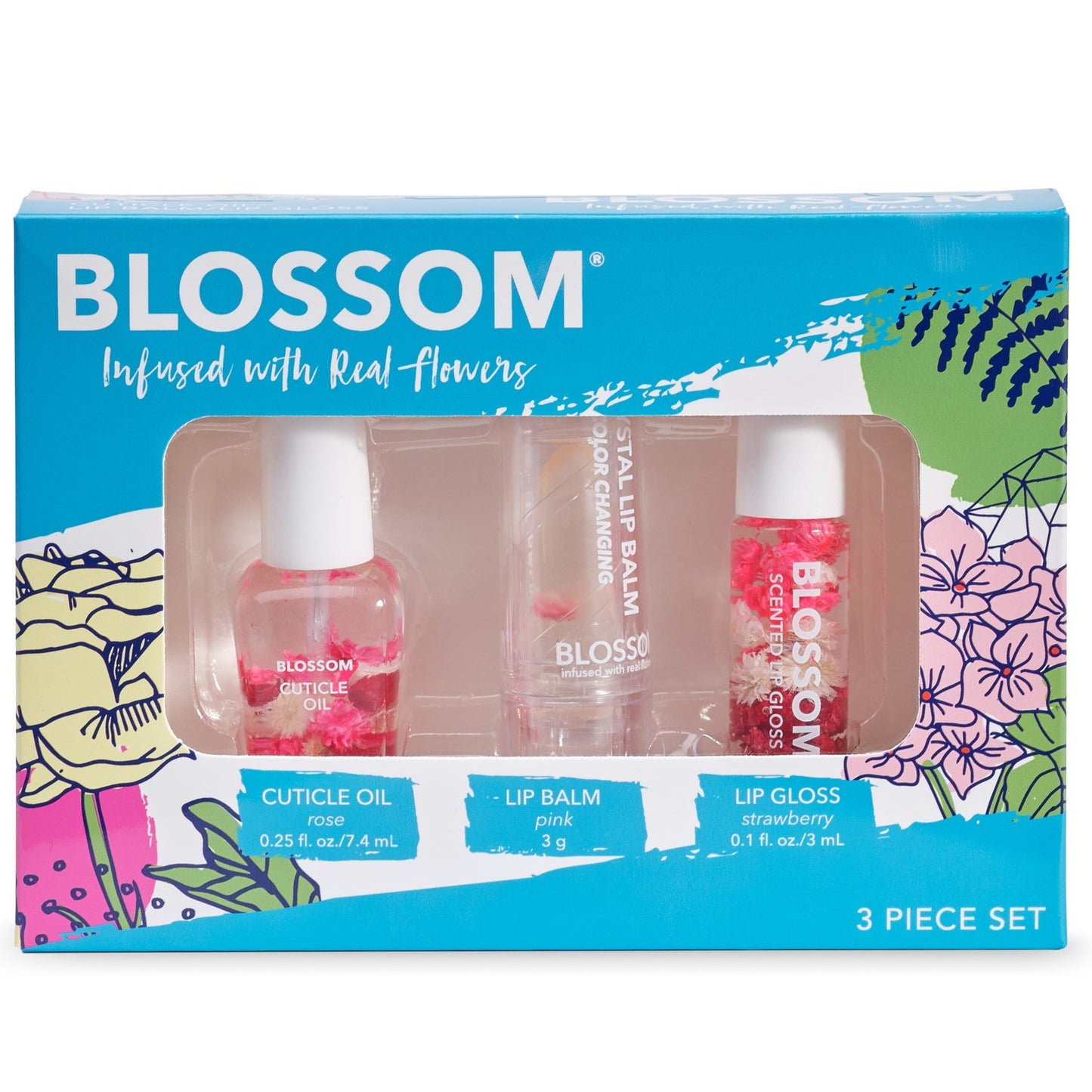 Blossom Cuticle Oil&Lip Balm&Gloss Gavesett