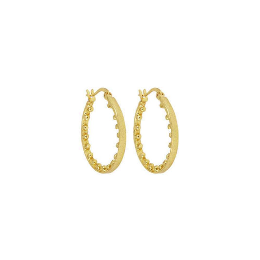 Øredobber Joya Gold Beaded Hoop Earrings