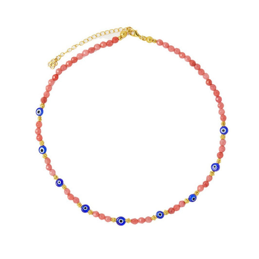 Smykke Evil Eye Clara Beaded Pink Jade