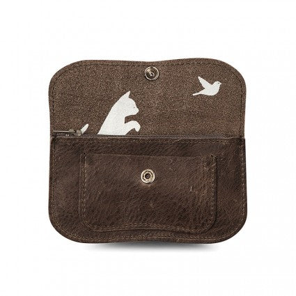 Lommebok Cat Chase, liten. Grey Brown Used Look